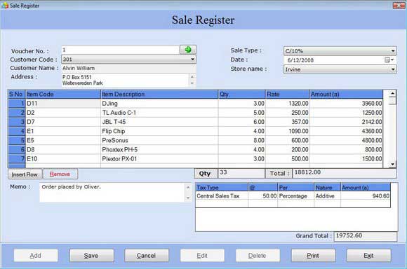 Simple Bookkeeping Software screen shot
