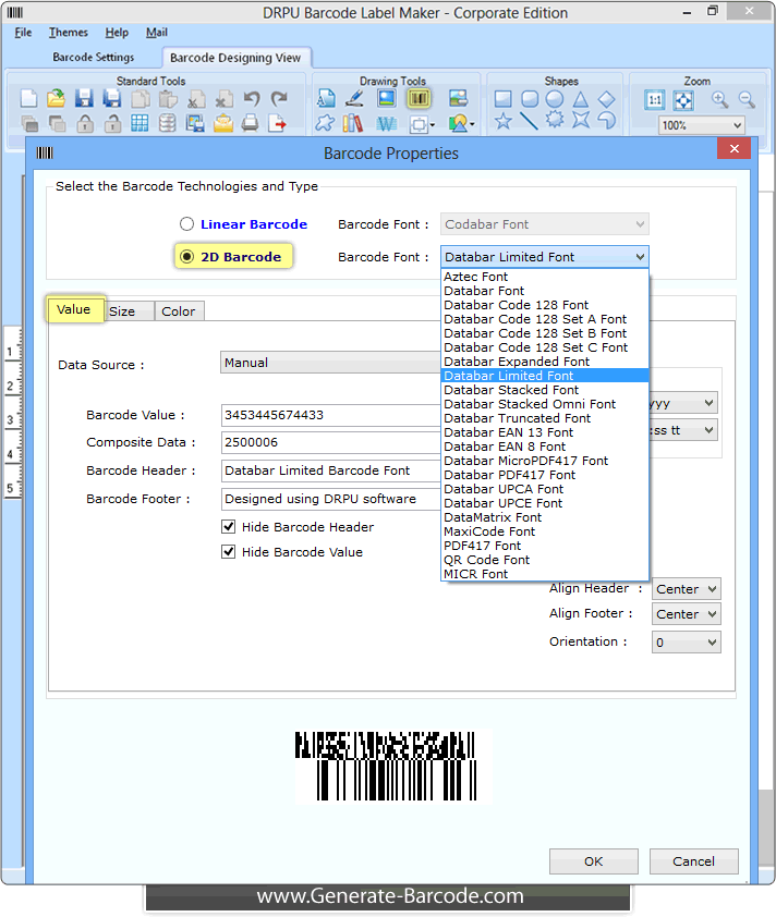 Barcode Software create Databar limited 2D barcode image – Generate ...