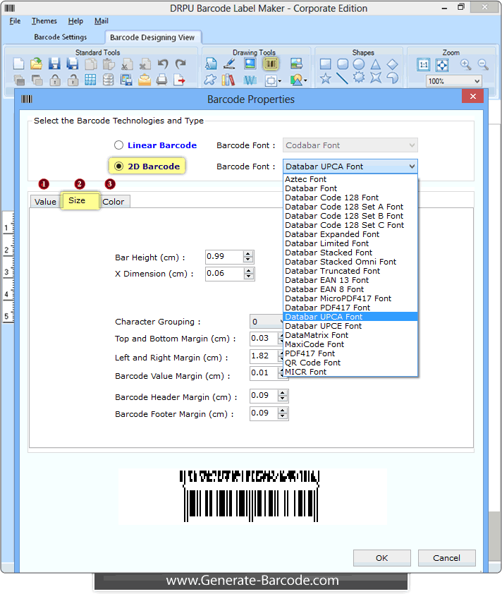 Databar UPCA barcode font designed by Generate-Barcode.com