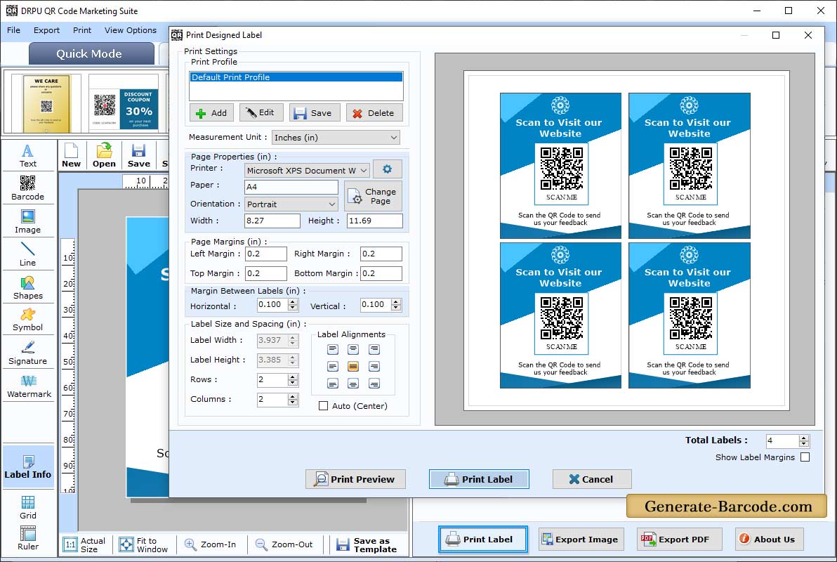 Barcode Professional Print Properties