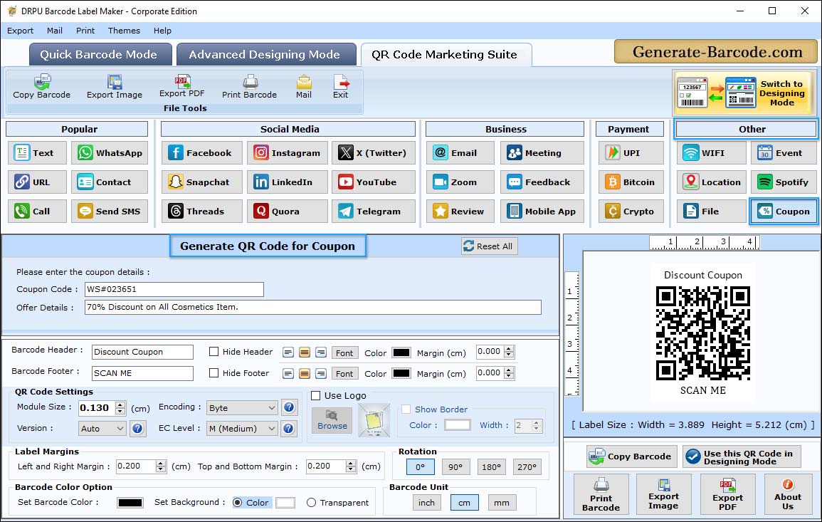 Corporate Barcode QR Code Marketing Mode