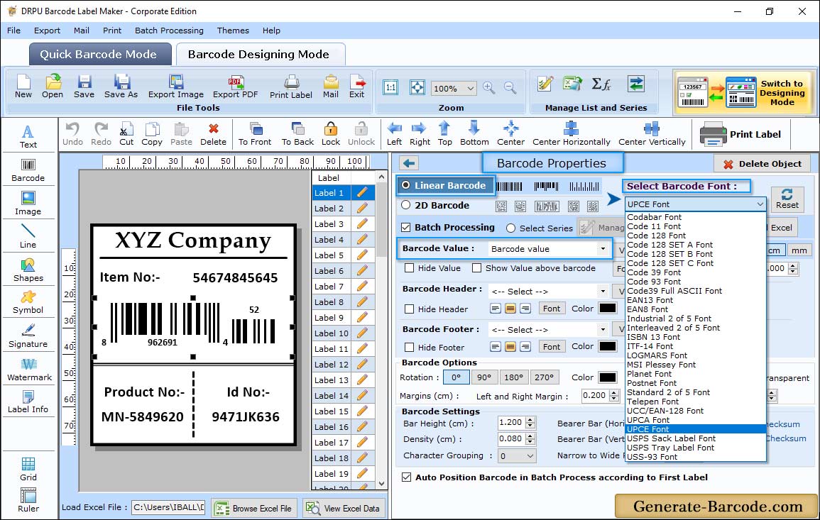 UPCE Barcode Properties