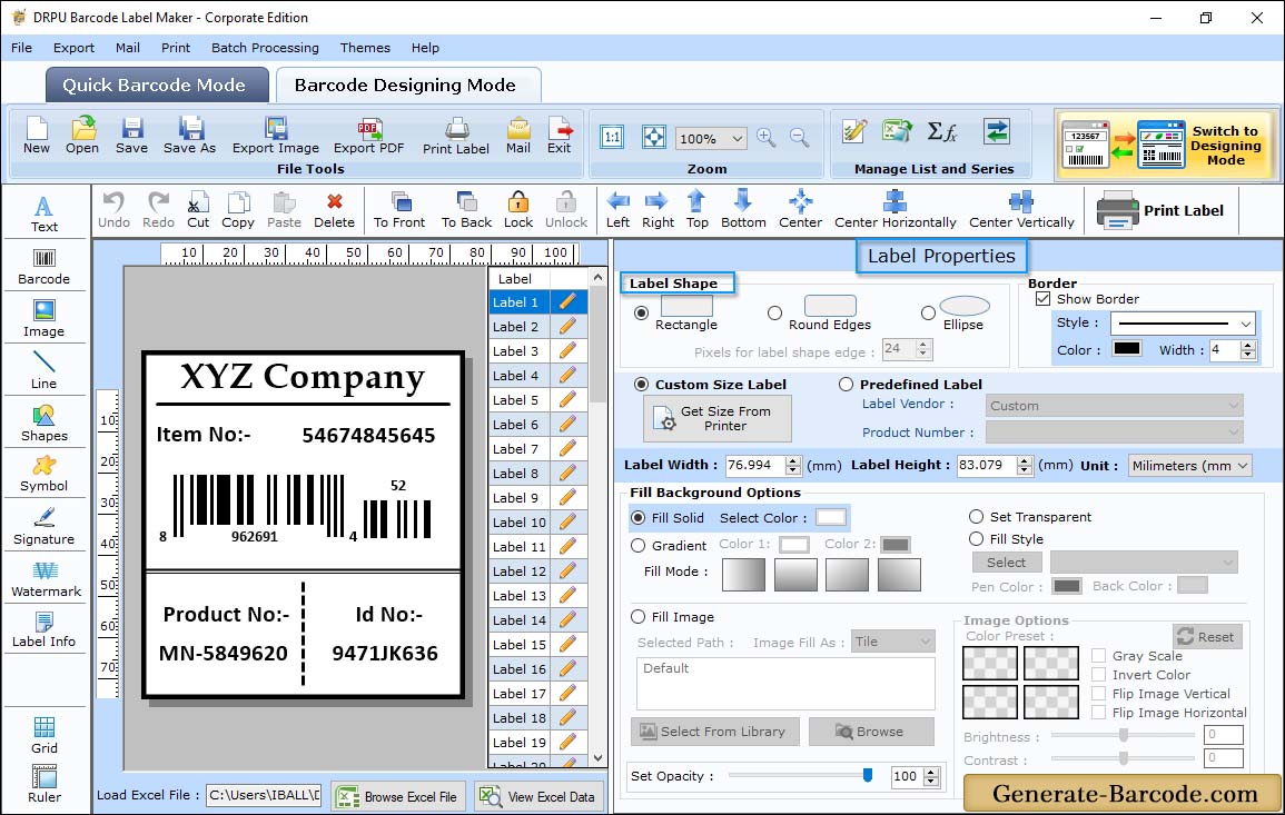 UPCE Barcode Label